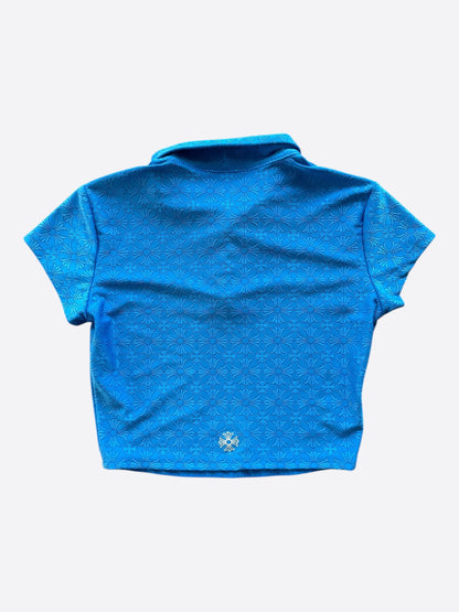 Chrome Hearts Blue Cross Jacquard Cropped Polo Women's T-Shirt