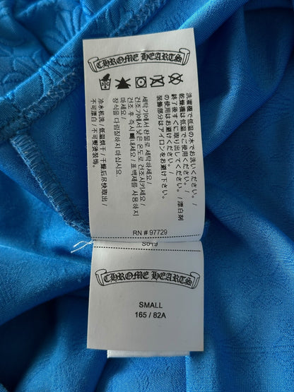 Chrome Hearts Blue Cross Jacquard Cropped Polo Women's T-Shirt