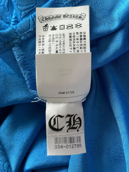 Chrome Hearts Blue Cross Jacquard Cropped Polo Women's T-Shirt