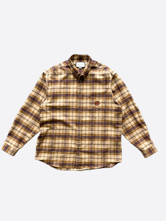 Gucci GG Brown Checked Flannel Shirt