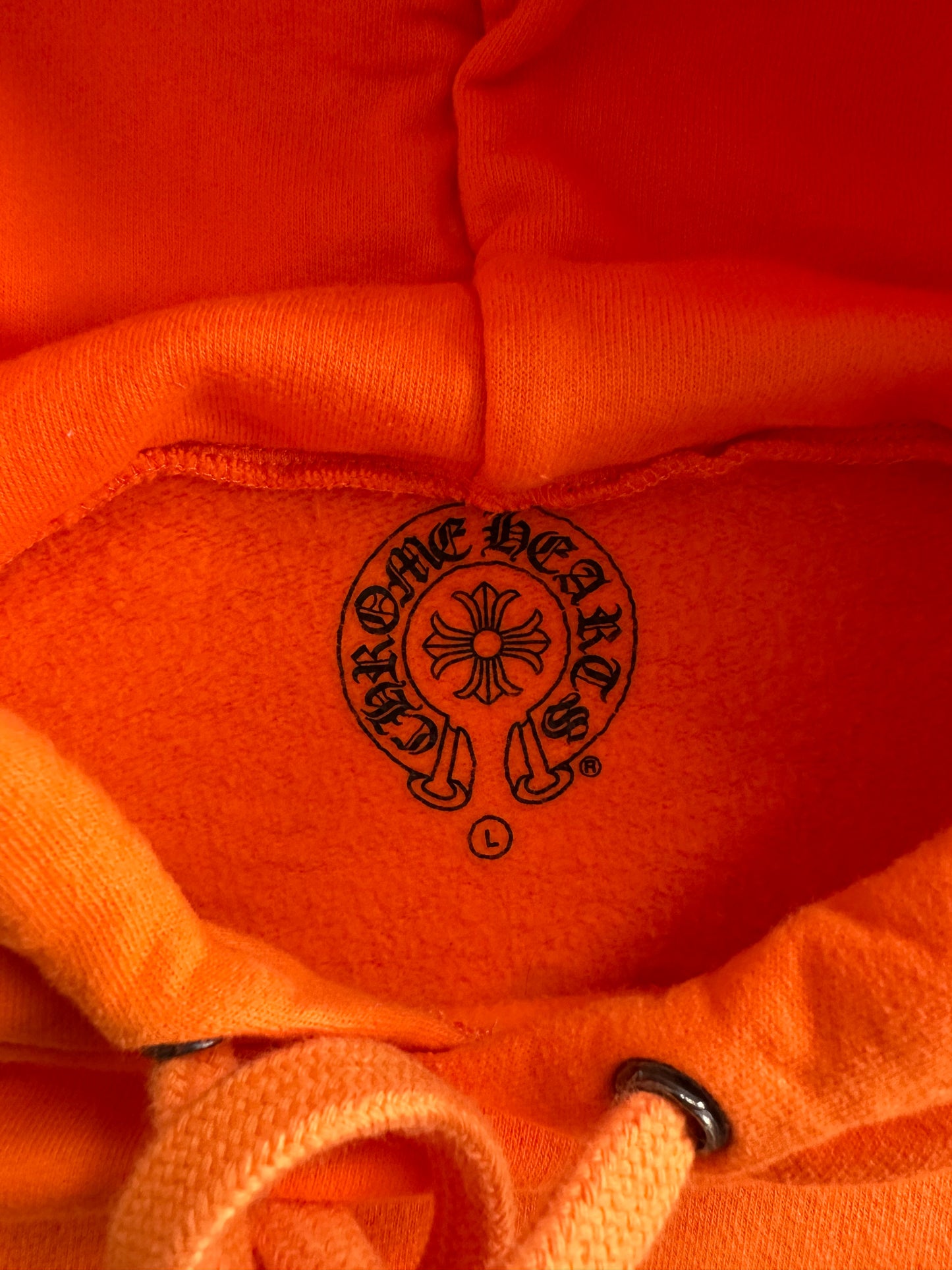 Chrome Hearts Off-White Orange & Black Scroll Logo Hoodie