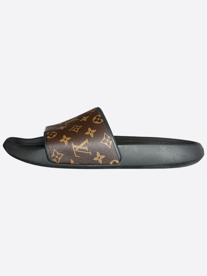 Louis Vuitton Black & Brown Monogram Waterfront Mules