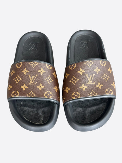 Louis Vuitton Black & Brown Monogram Waterfront Mules