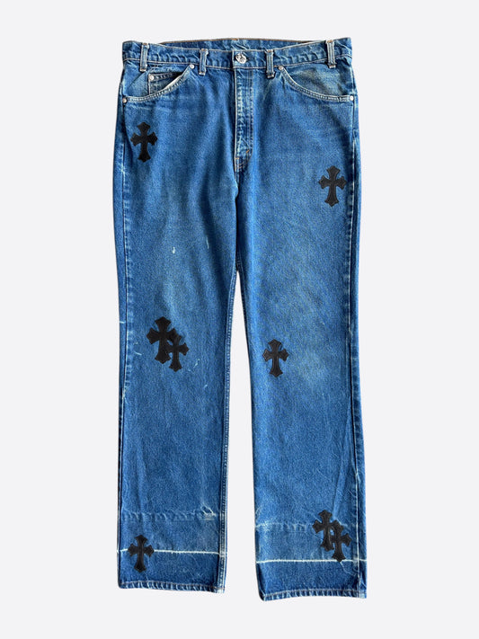 Chrome Hearts Levis Blue & Black Cross Patch Jeans