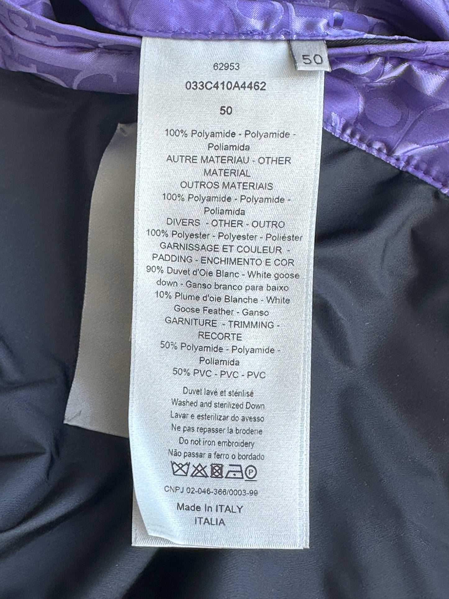 Dior Purple Oblique Puffer Vest