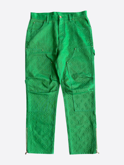 Louis Vuitton Green Embossed Monogram Carpenter Pants