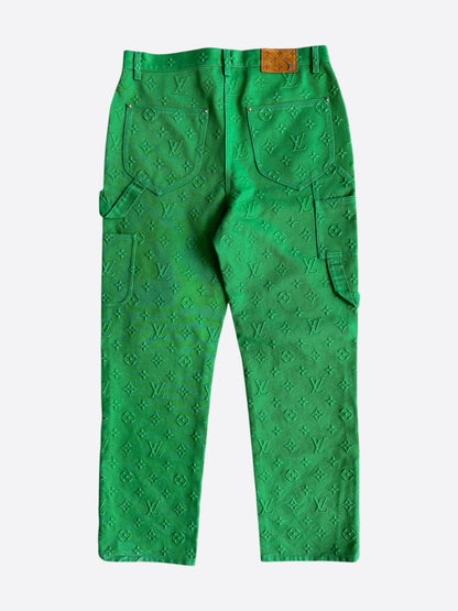 Louis Vuitton Green Embossed Monogram Carpenter Pants