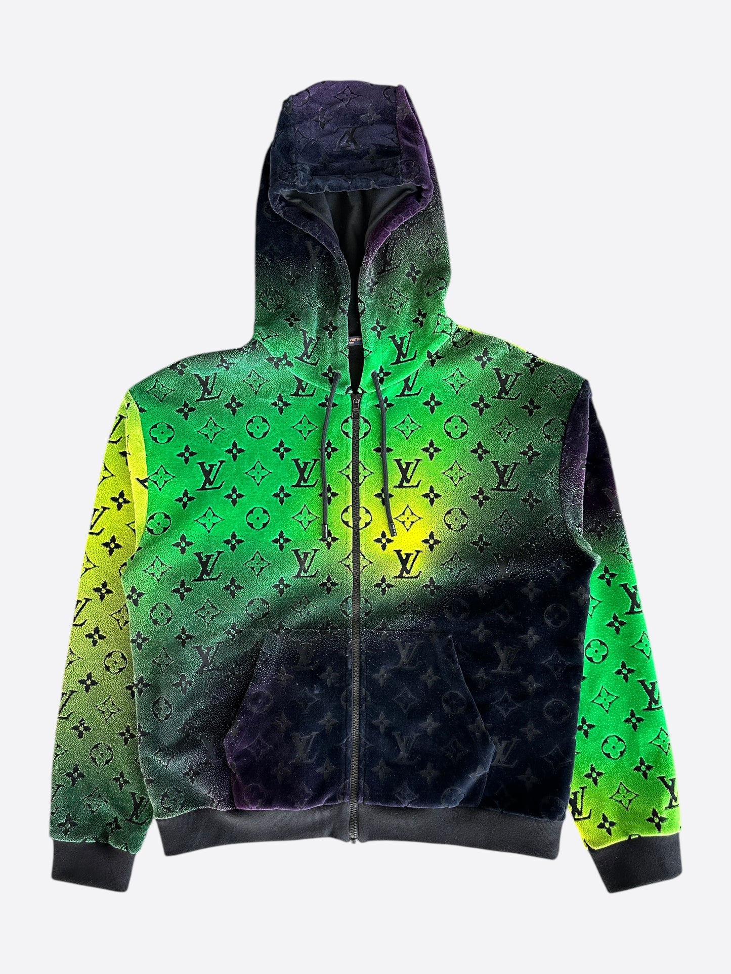 Louis Vuitton Green & Yellow Gradient Monogram Velvet Hoodie