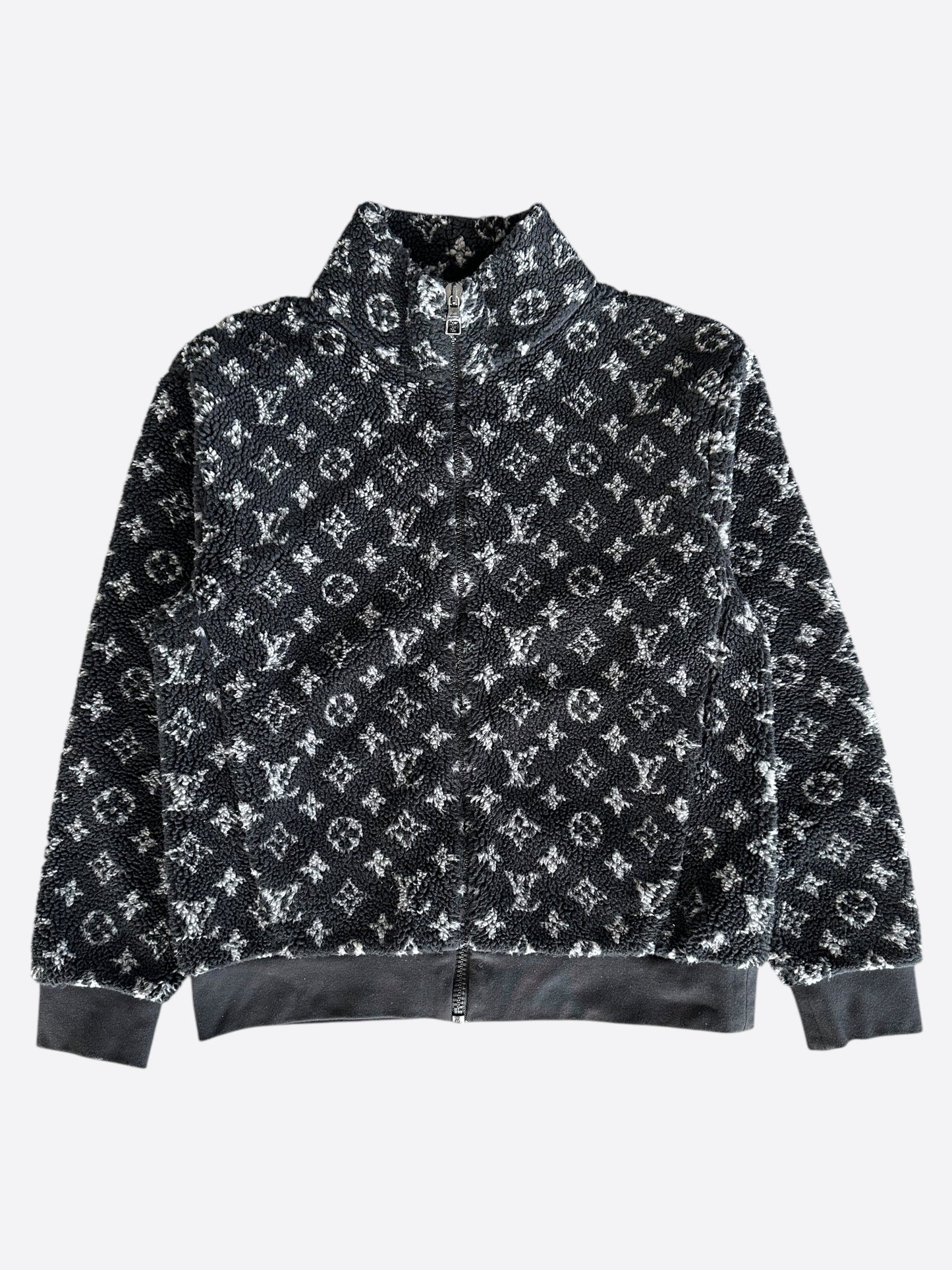 Louis Vuitton Black & Grey Monogram Fleece Zip Up Jacket