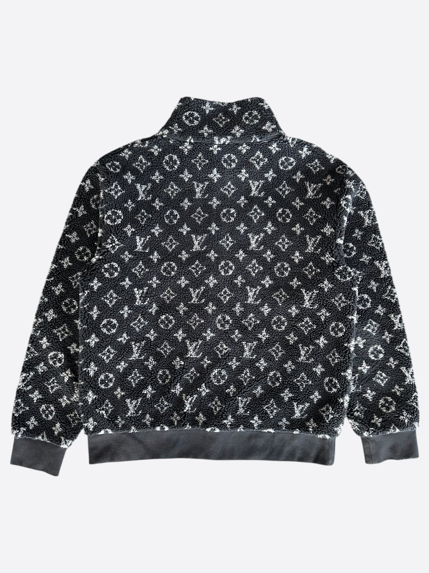 Louis Vuitton Black & Grey Monogram Fleece Zip Up Jacket