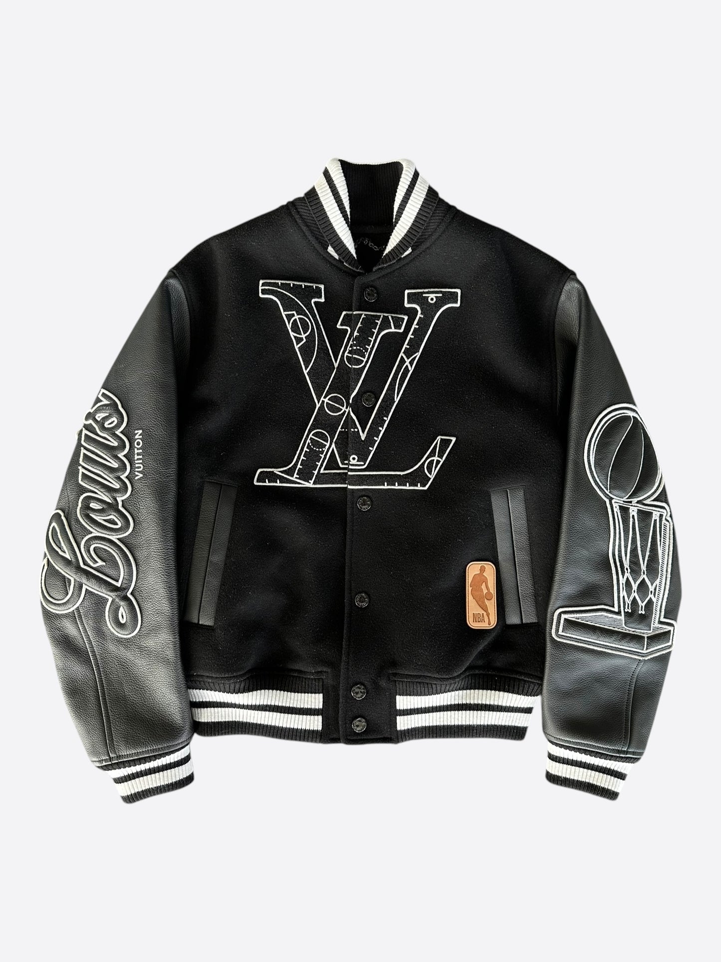 Louis Vuitton NBA Black & White Logo Varsity Jacket