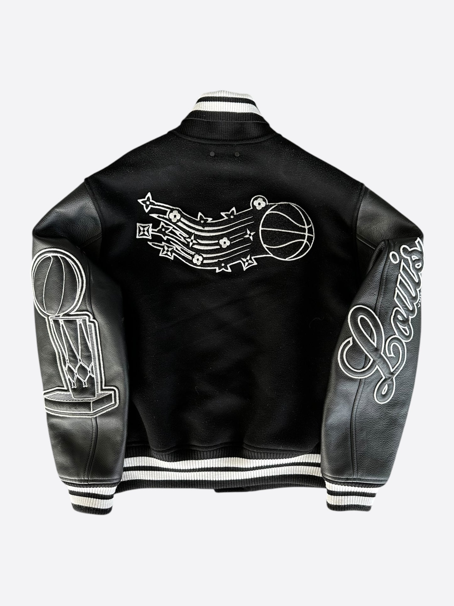 Louis Vuitton NBA Black & White Logo Varsity Jacket