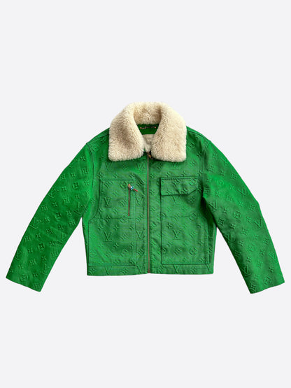 Louis Vuitton Green Monogram Shearling Workwear Jacket