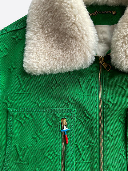 Louis Vuitton Green Monogram Shearling Workwear Jacket