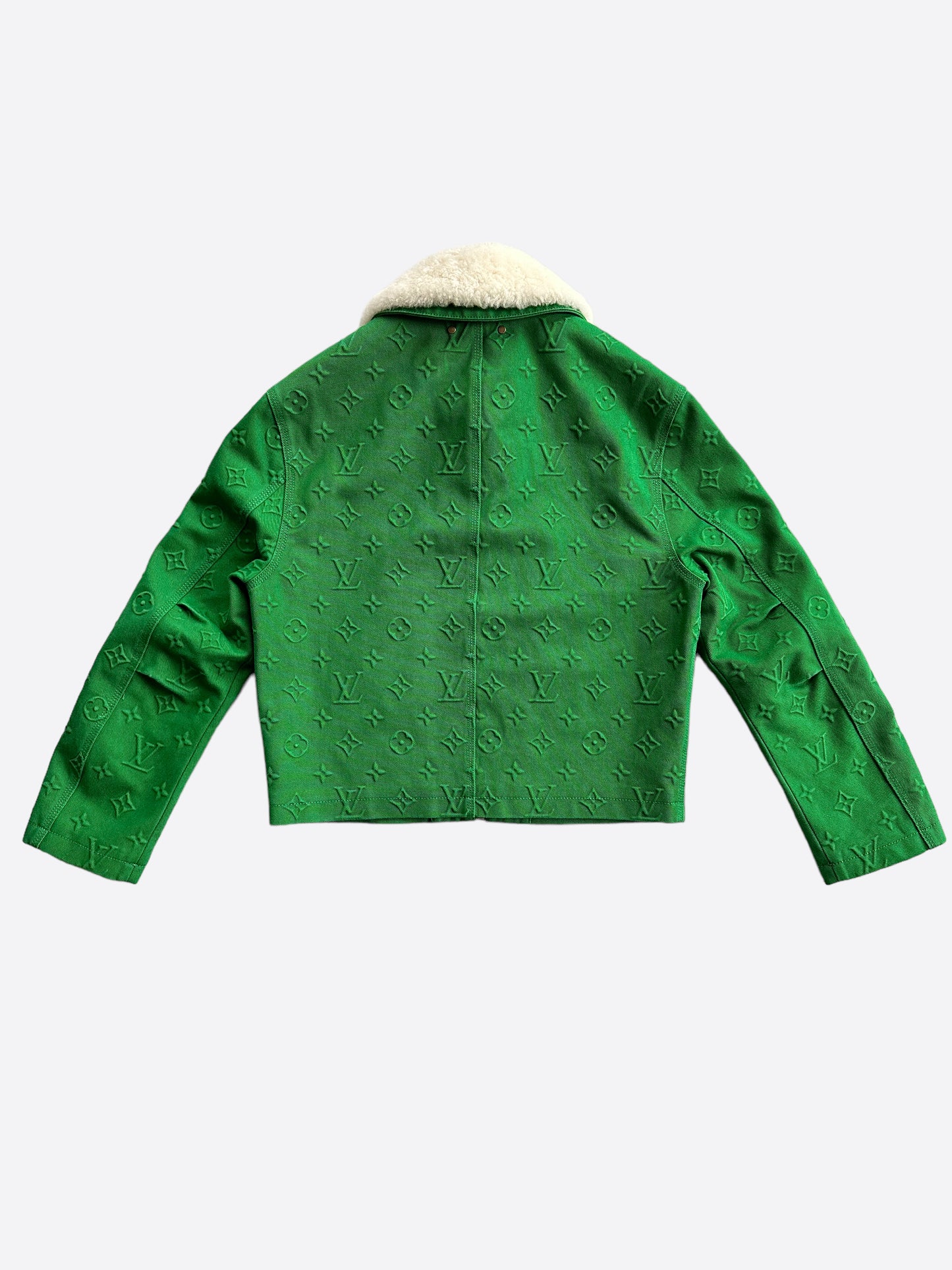 Louis Vuitton Green Monogram Shearling Workwear Jacket