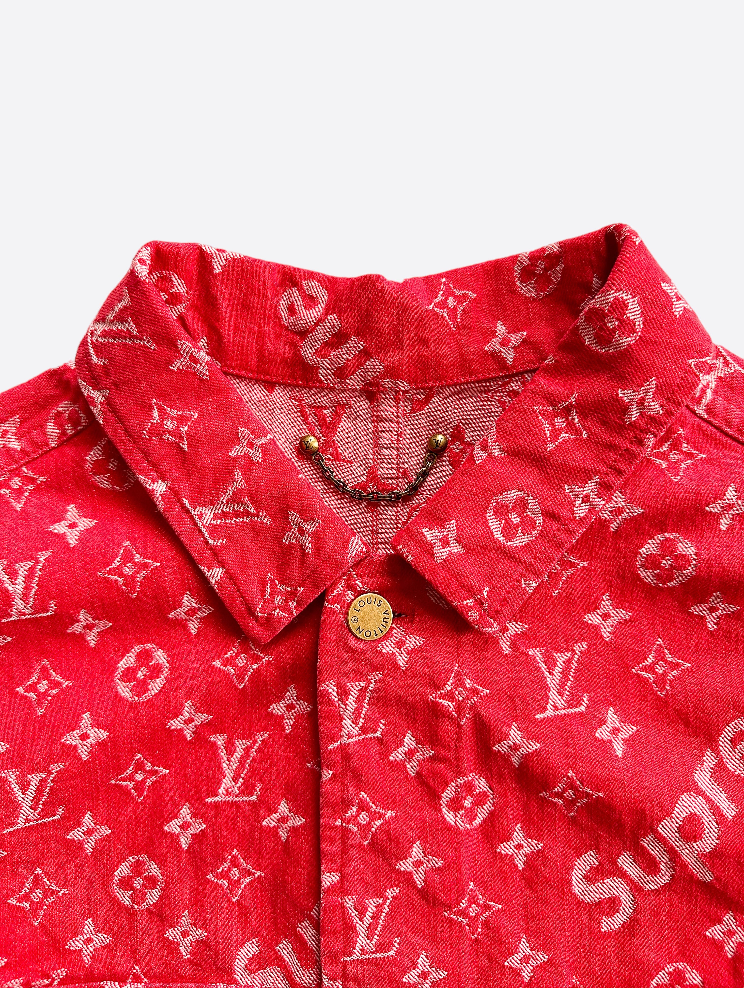 Red supreme lv on sale jacket