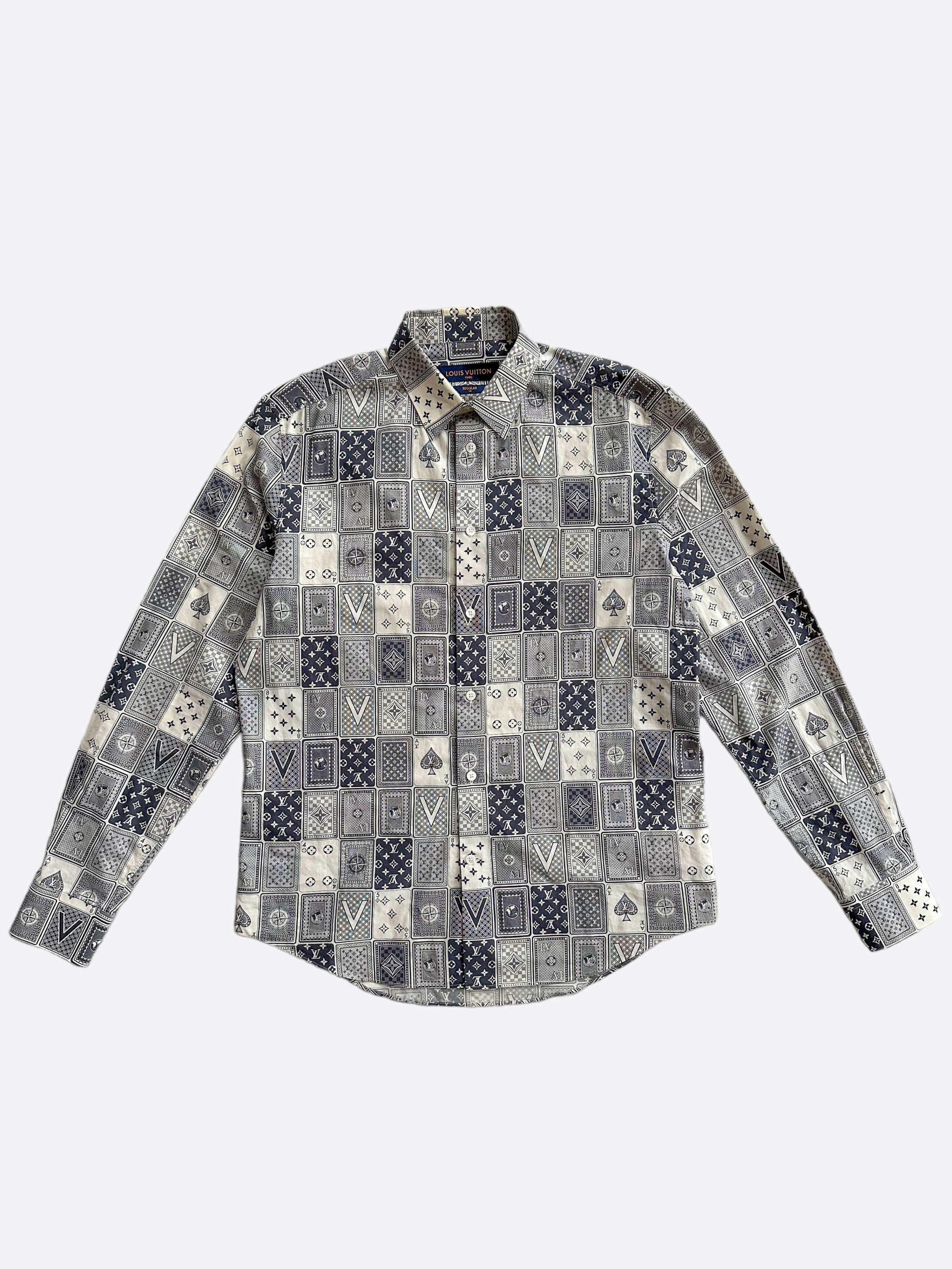 Louis Vuitton Navy & White Cards Button Up Shirt – Savonches Louis Vuitton Navy & White Cards Button Up Shirt – Savonches