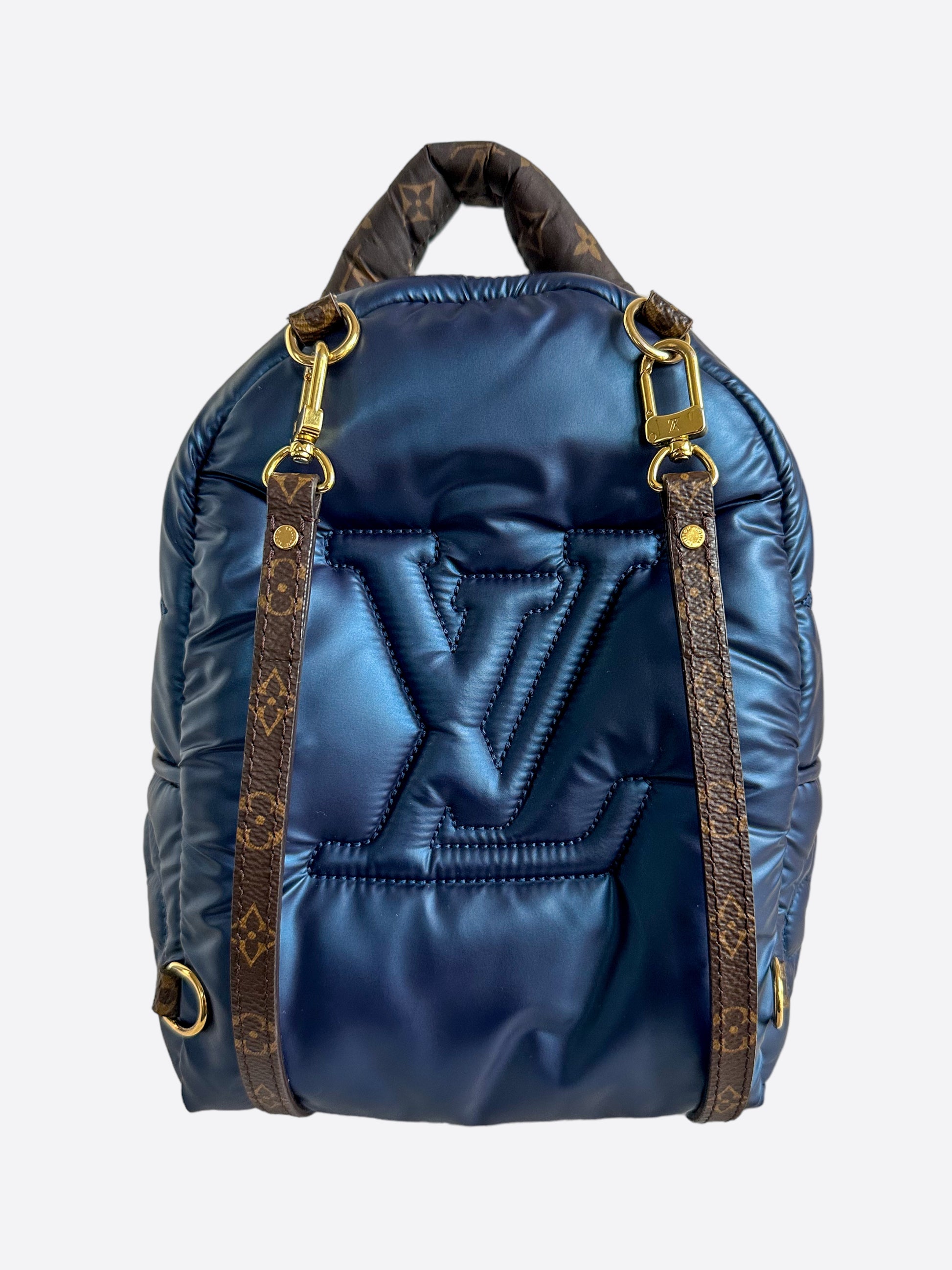 backpack louis vuitton replica Louis Vuitton Blue Puffer Monogram Palm Springs Mini – Savonches