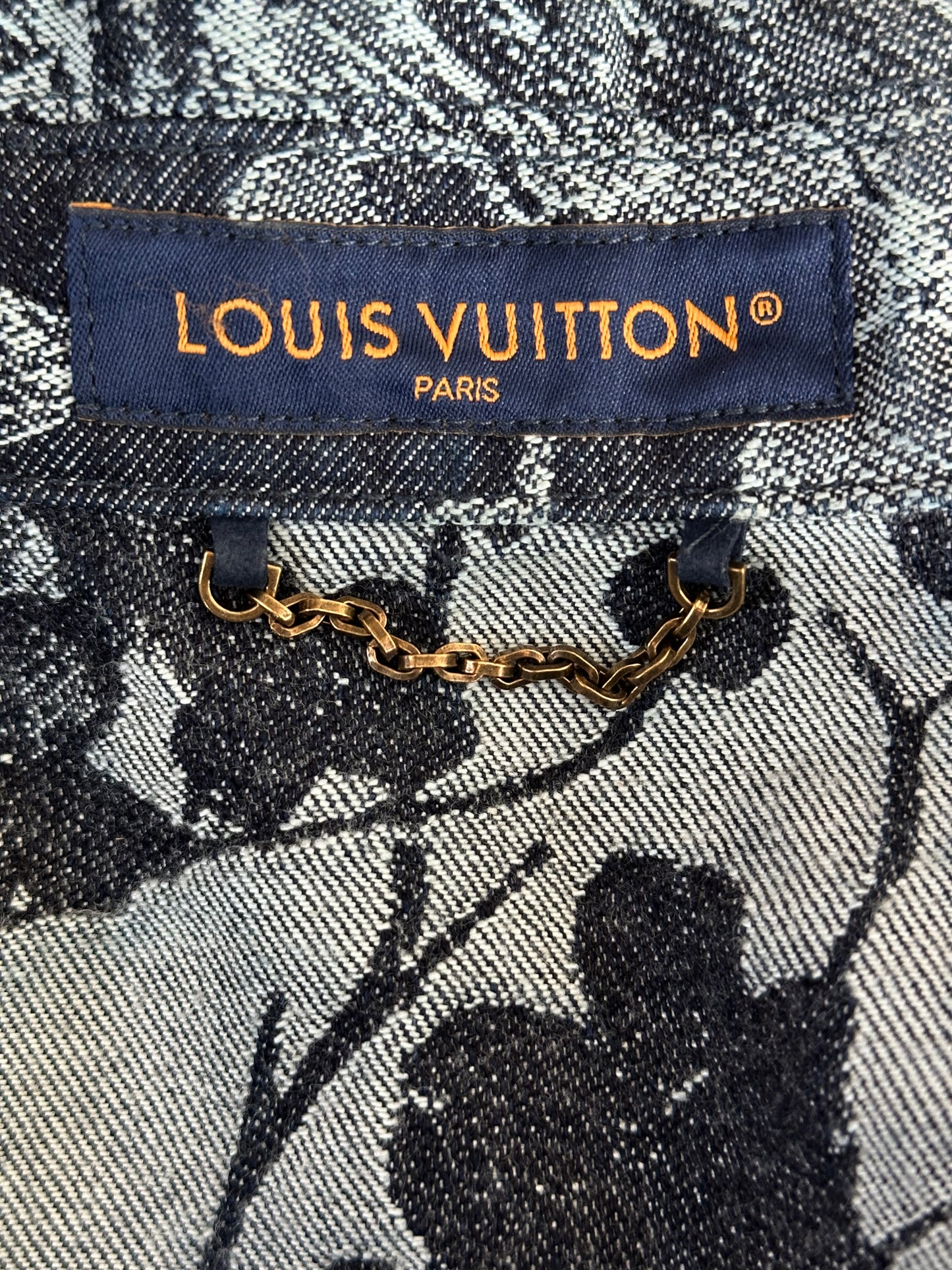 Louis Vuitton Blue & White Floral Monogram Denim Shirt