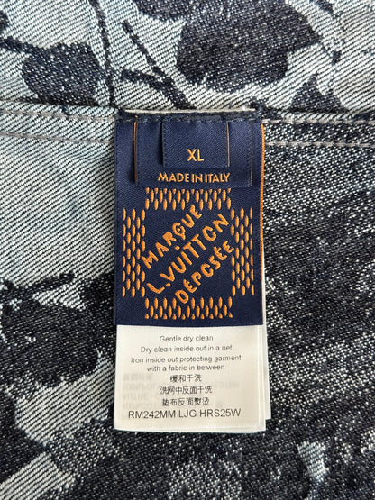Louis Vuitton Blue & White Floral Monogram Denim Shirt