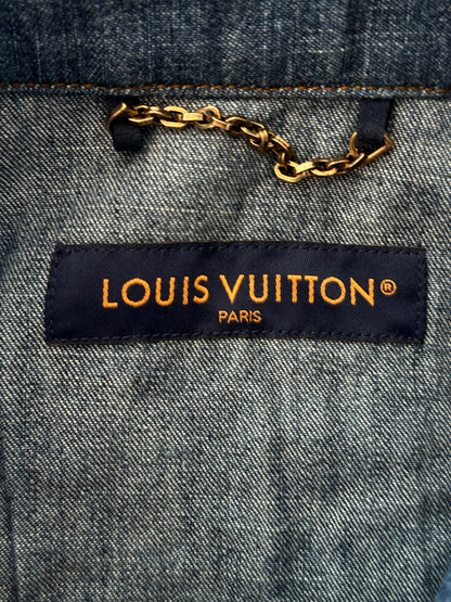 Louis Vuitton Blue & Gold Embroidered Denim Shirt