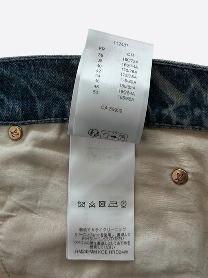 Louis Vuitton Blue & White Barbed Wire Monogram Denim Shorts