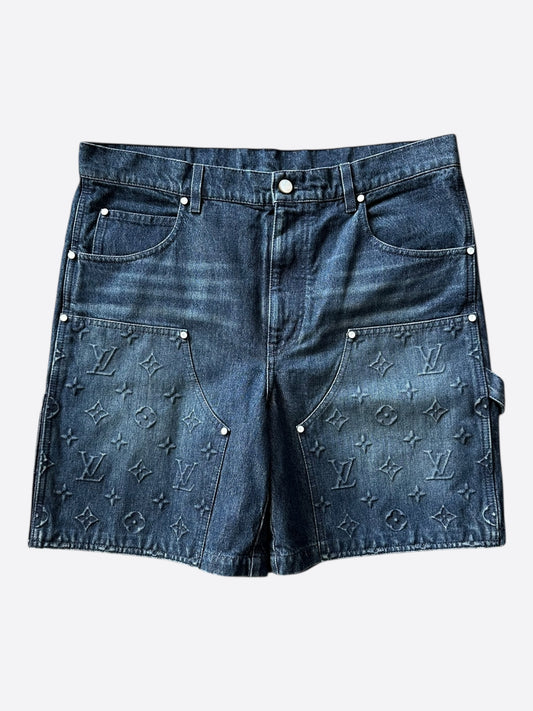 Louis Vuitton Blue Monogram Carpenter Denim Shorts