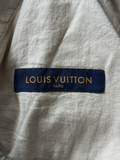 Louis Vuitton Blue Distressed Floral Monogram Flared Carpenter Jeans