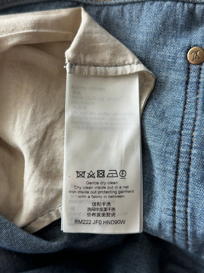 Louis Vuitton Blue Distressed Floral Monogram Flared Carpenter Jeans