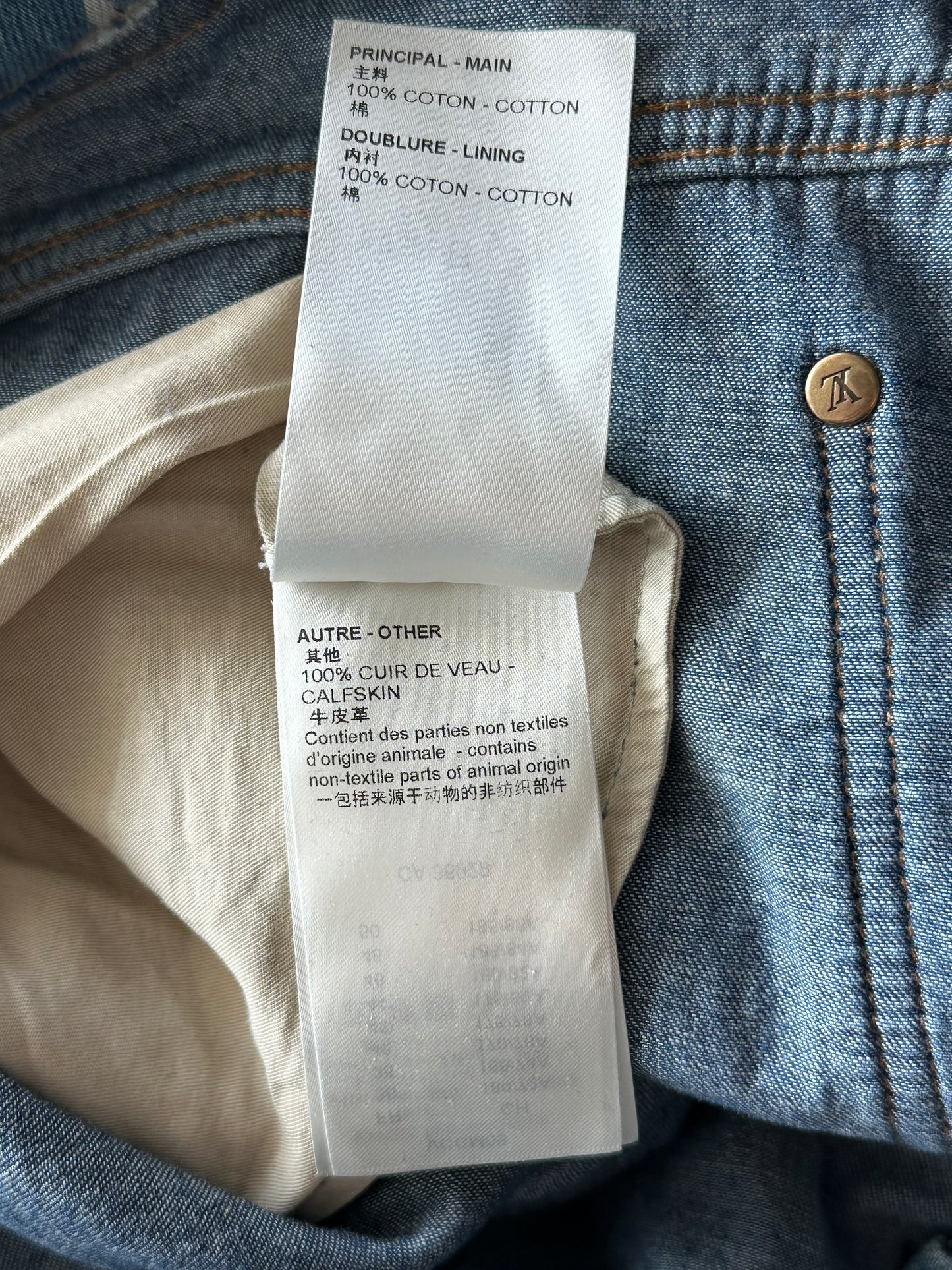 Louis Vuitton Blue Distressed Floral Monogram Flared Carpenter Jeans