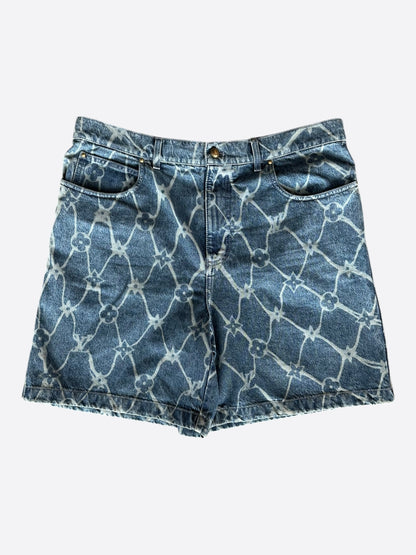 Louis Vuitton Blue & White Barbed Wire Monogram Denim Shorts