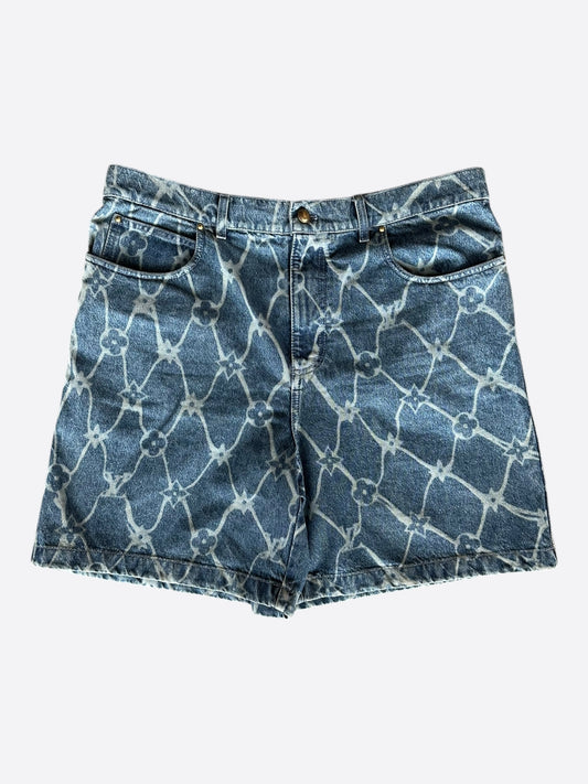Louis Vuitton Blue & White Barbed Wire Monogram Denim Shorts