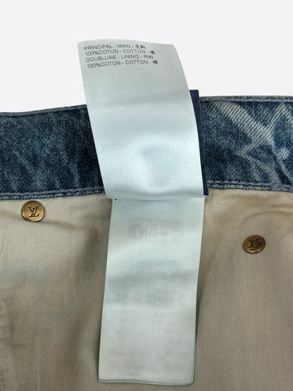 Louis Vuitton Blue & White Barbed Wire Monogram Denim Shorts