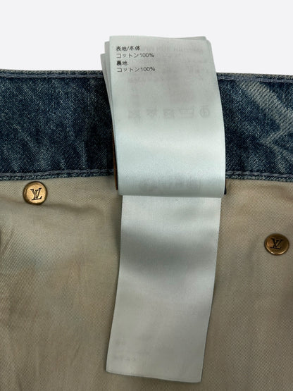 Louis Vuitton Blue & White Barbed Wire Monogram Denim Shorts