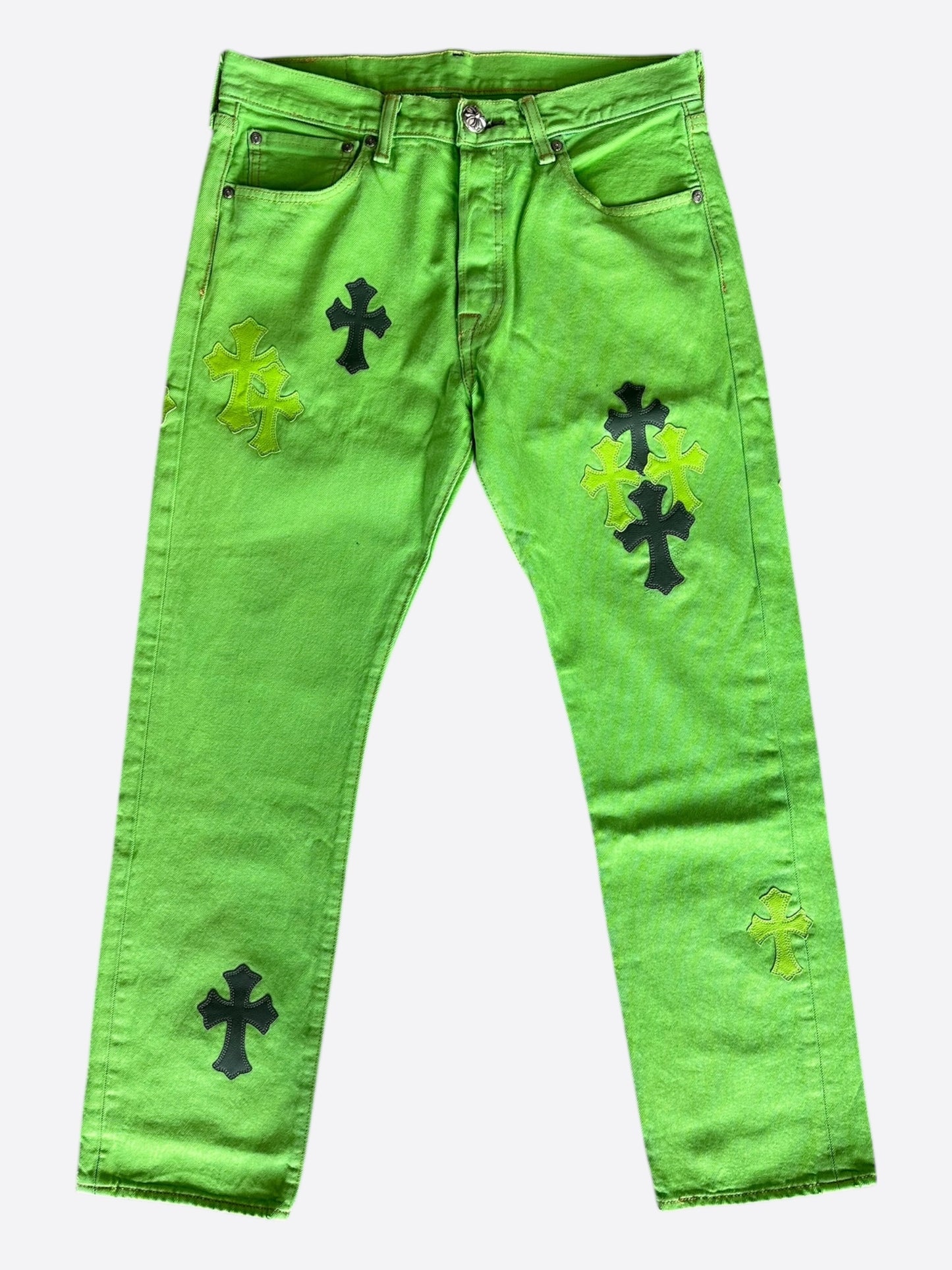 Chrome Hearts Levi's Green & Black Cross Patch Jeans