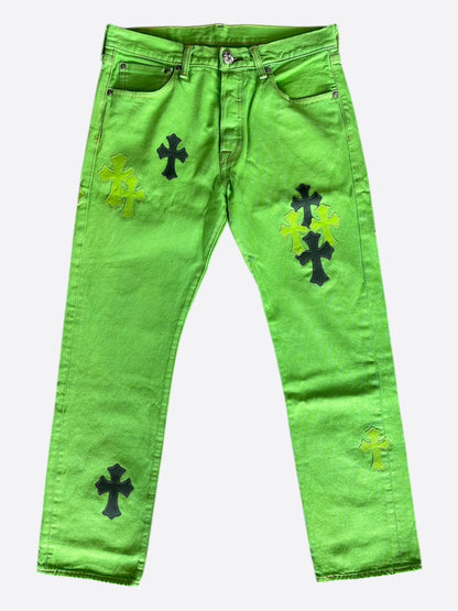 Chrome Hearts Levi's Green & Black Cross Patch Jeans