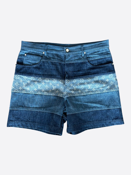 Louis Vuitton Blue Monogram Patchwork Denim Shorts
