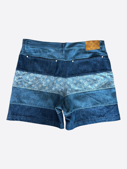 Louis Vuitton Blue Monogram Patchwork Denim Shorts