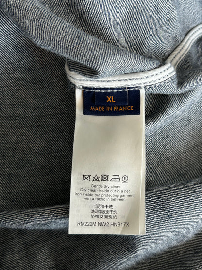 Louis Vuitton Blue Bleached Bandana Denim Button Up Shirt