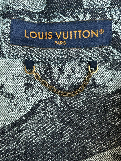 Louis Vuitton Blue & White Floral Monogram Denim Shirt