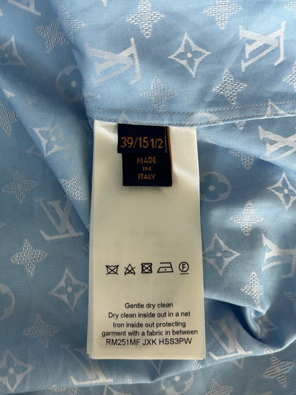 Louis Vuitton Blue Monogram Button Up Shirt