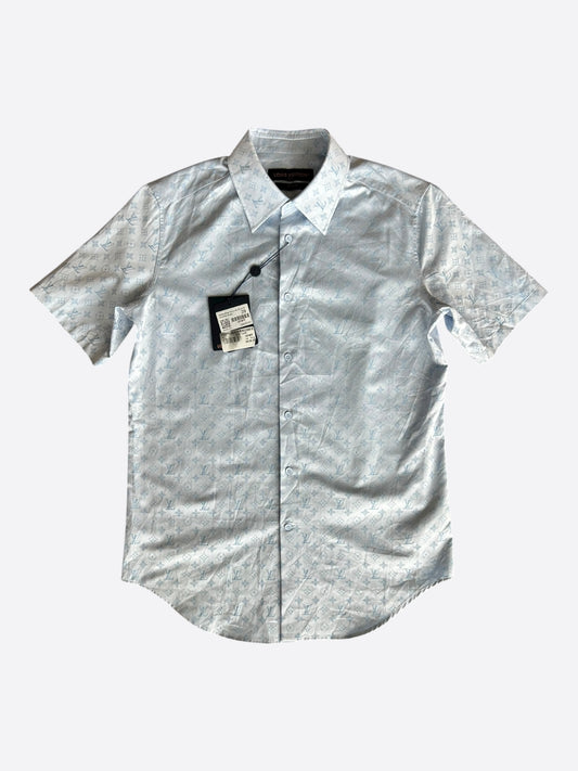 Louis Vuitton Blue Monogram Button Up Shirt
