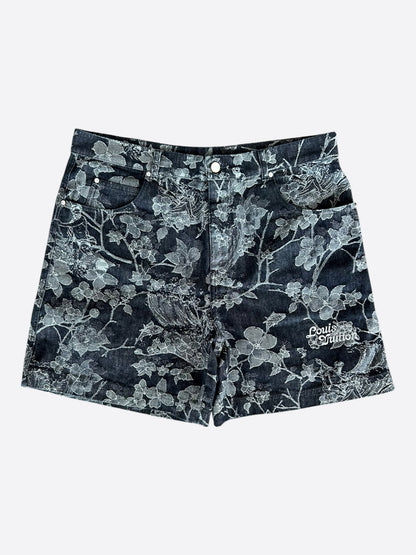 Louis Vuitton Blue & White Floral Monogram Denim Shorts