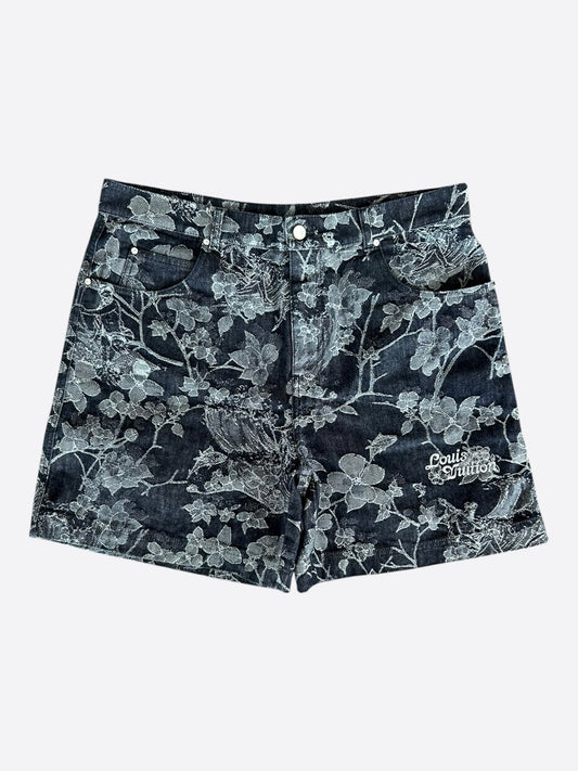 Louis Vuitton Blue & White Floral Monogram Denim Shorts