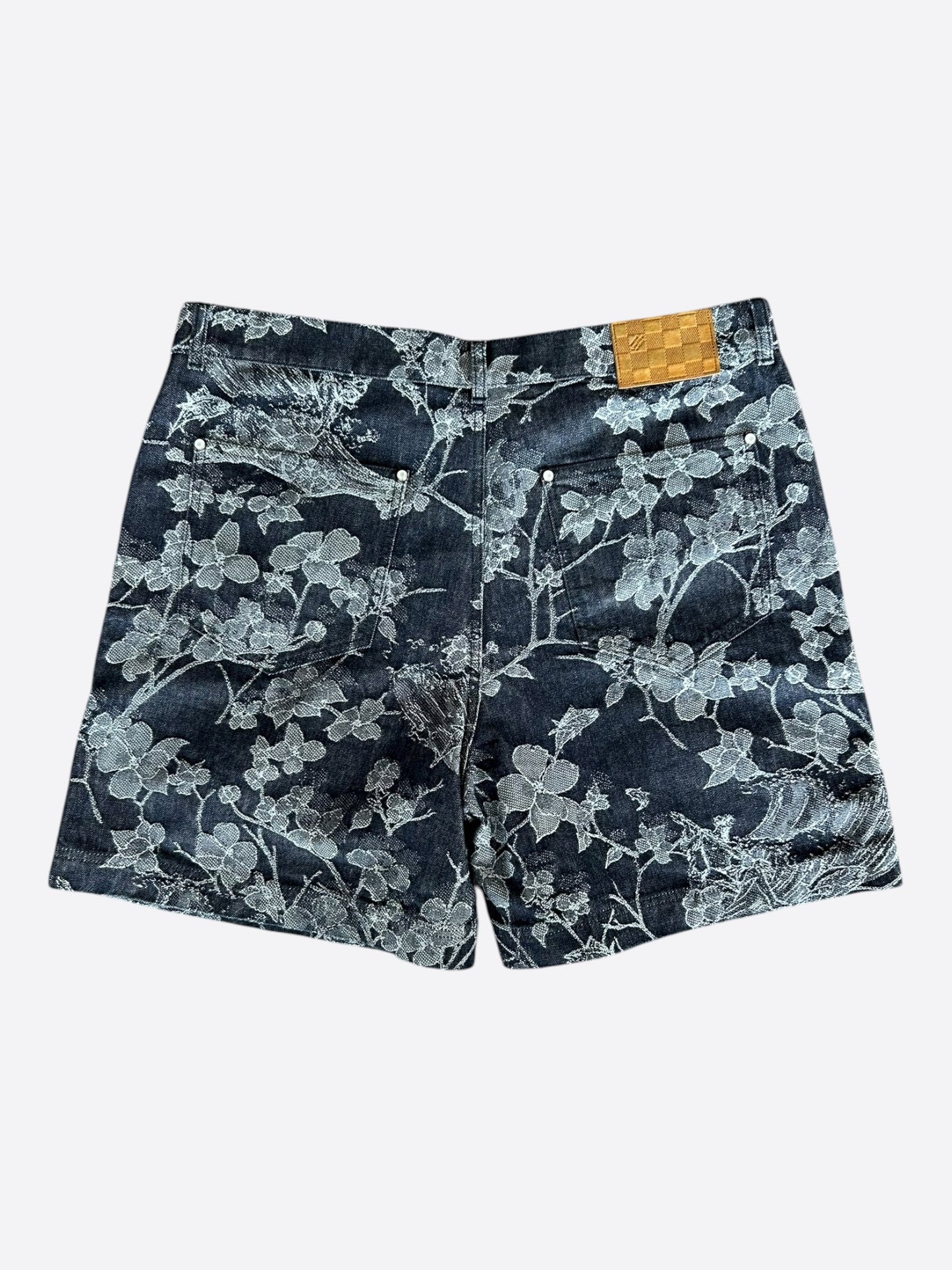 Louis Vuitton Blue & White Floral Monogram Denim Shorts