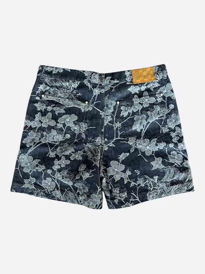 Louis Vuitton Blue & White Floral Monogram Denim Shorts