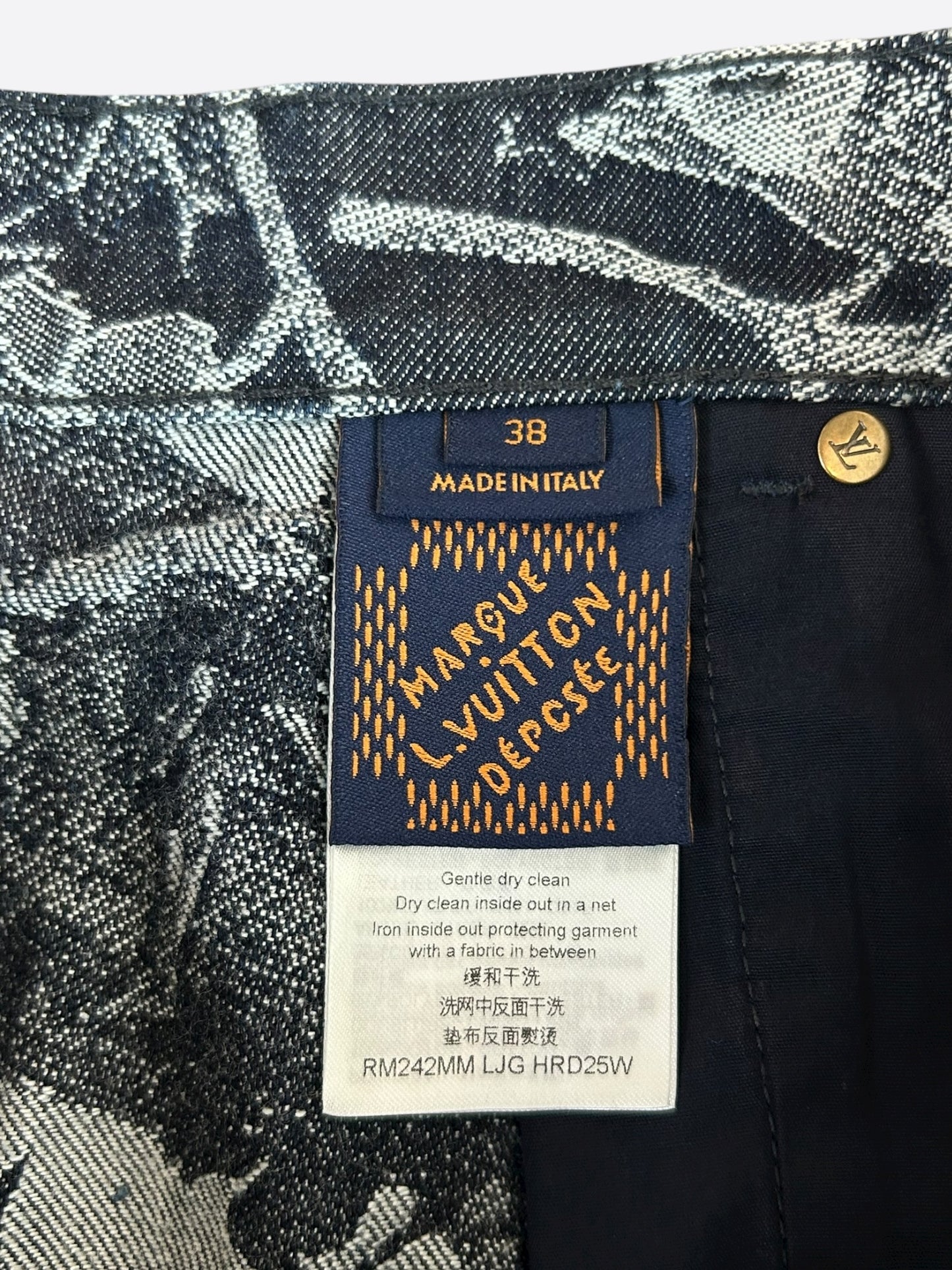 Louis Vuitton Blue & White Floral Monogram Denim Shorts