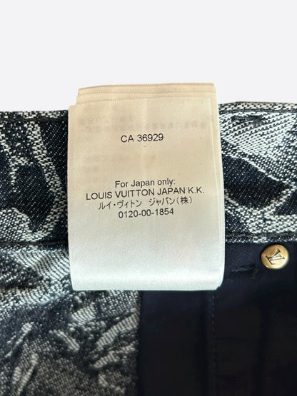 Louis Vuitton Blue & White Floral Monogram Denim Shorts