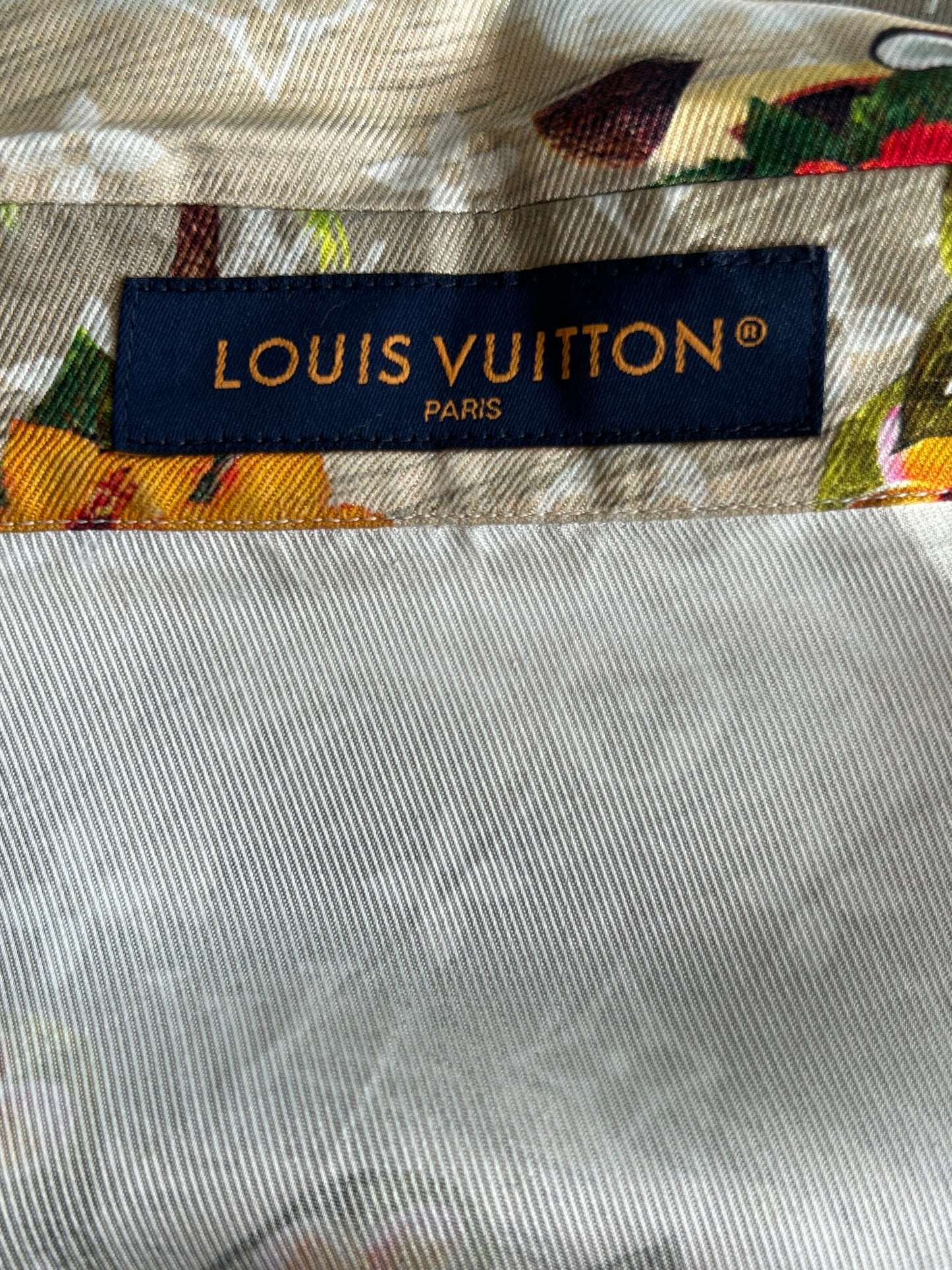 Louis Vuitton Beige Beach Monogram Silk Button Up Shirt
