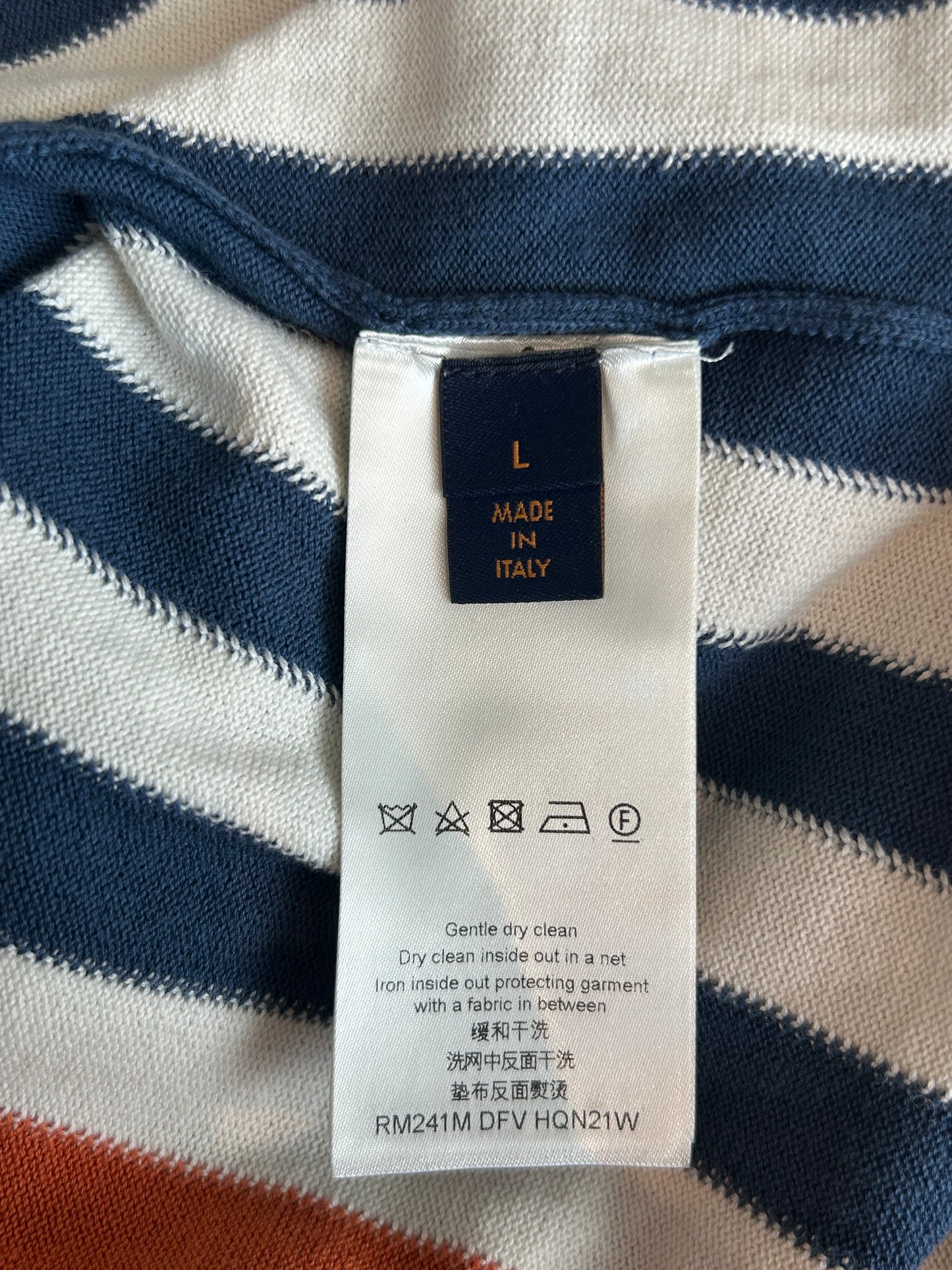 Louis Vuitton Navy & Orange Logo Intarsia T-Shirt